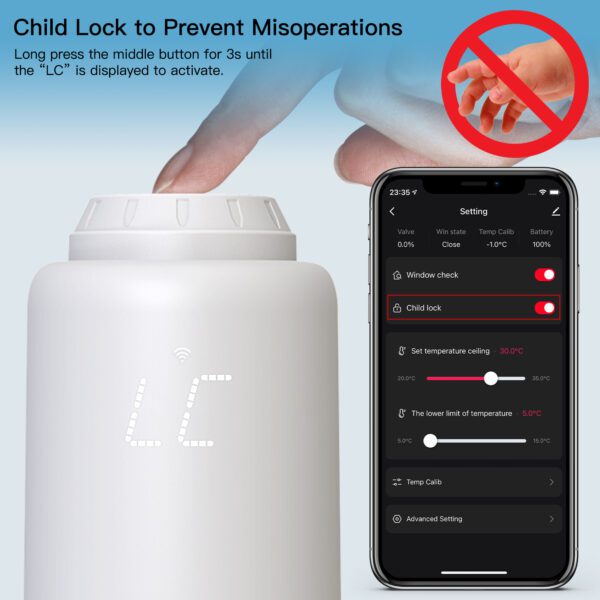 A white bottle with a child lock to prevent misoperations.