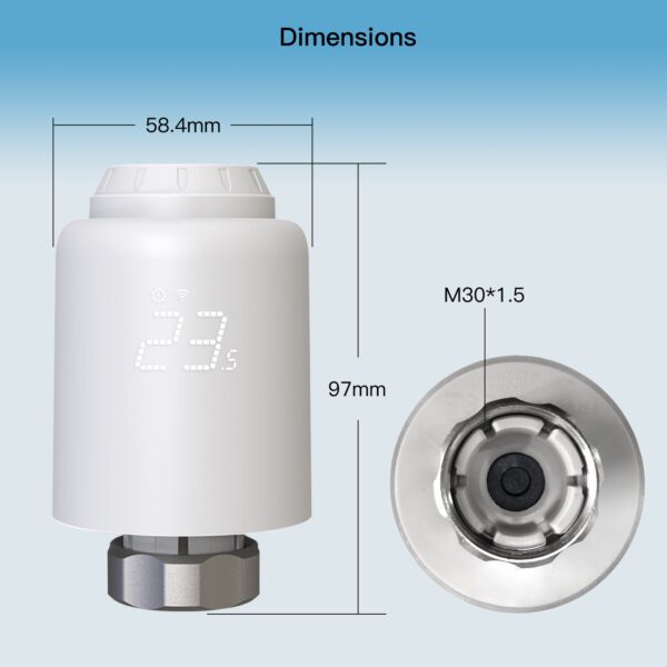 A diagram of the dimensions of a white faucet.