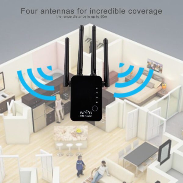 A room with four antennas for incredible coverage.