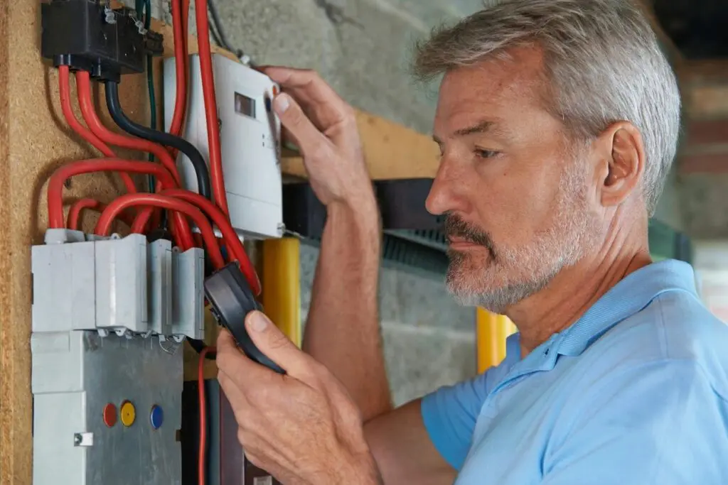 Man Taking Reading From Electricity Meter